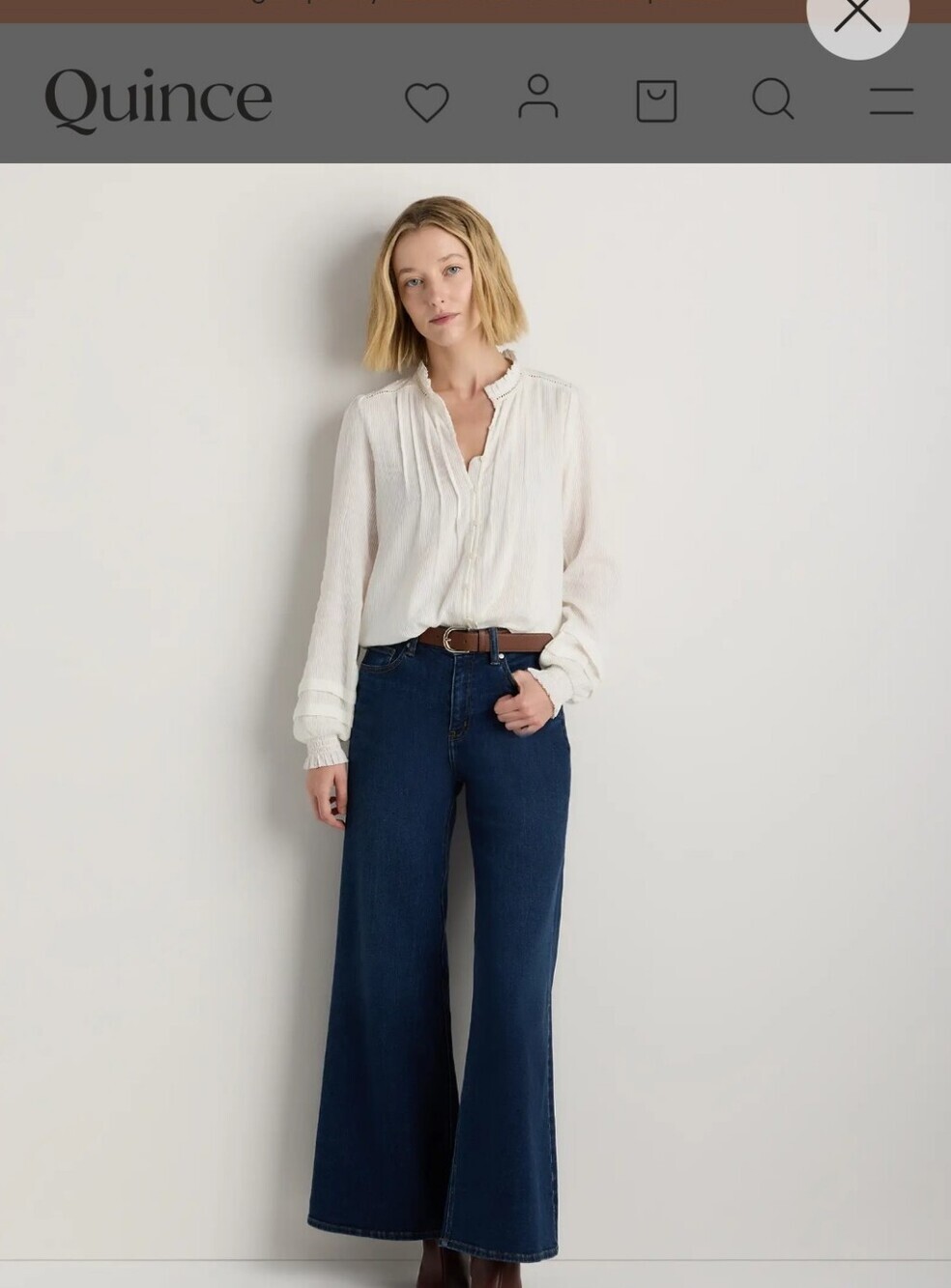 Quince Organic Textured Cotton Peasant Blouse